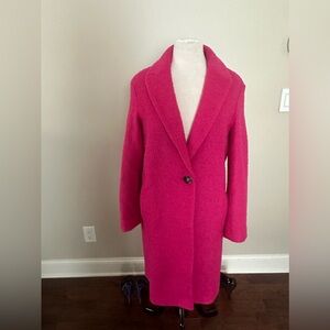 H&M Coat Jacket wool blend oversized  size XS Fuchsia